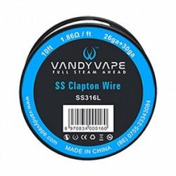 VandyVape Resistenza SS Clapton Wire 26ga+30ga 1.86ohm (10ft)